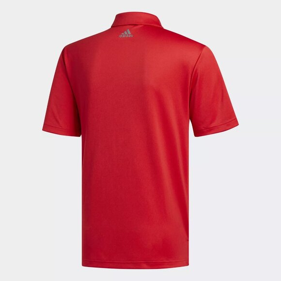Adidas Men's 3 Stripe Golf Polo Shirt UPF 50+ Performance Mesh Size 2XL Red/Gray - Picture 2 of 5